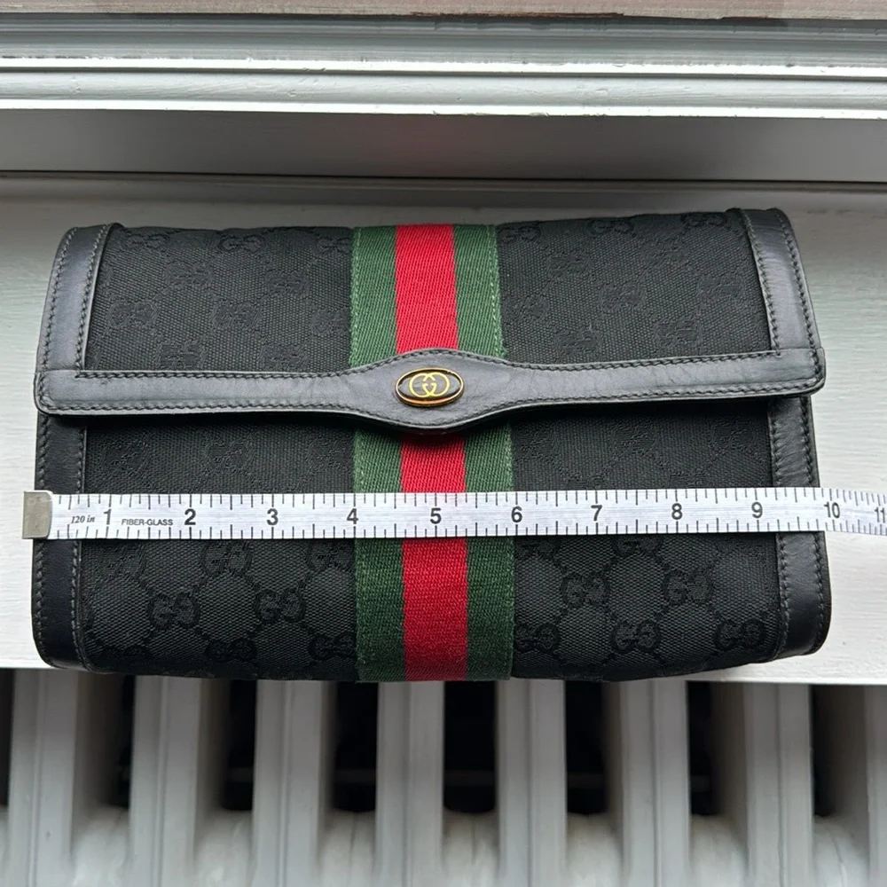 Gucci Black Crossbody Bag with Green and Red Web Stripe